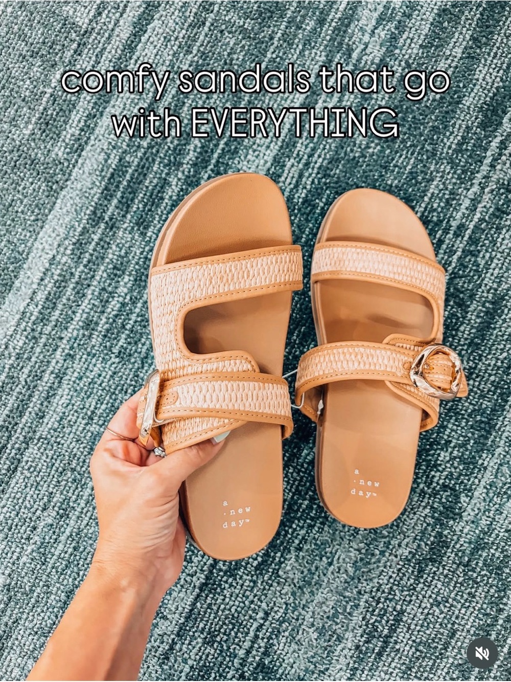 a new day Tan Woven Slide Sandals with Gold Buckle - Picture 5 of 6